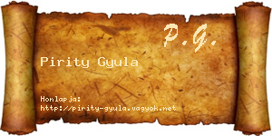 Pirity Gyula névjegykártya